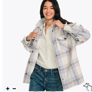 NWT Nautica Plaid Overshirt Sweater Cardigan Flannel Size Medium